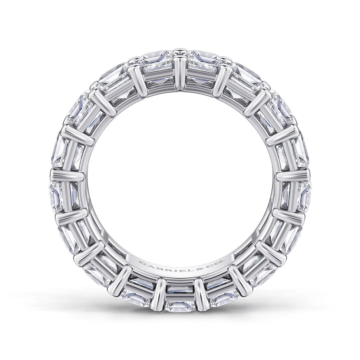 Eternity Band Wedding Ring in 14k White Gold with Emerald Cut Natural Diamond at Gabriel & Co. - Shot 2