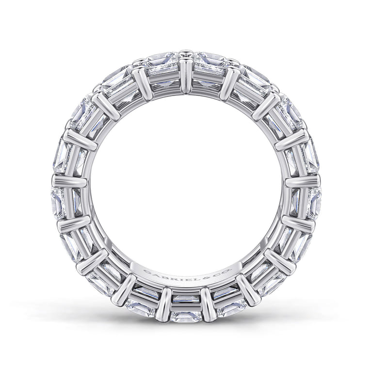 Eternity Band Wedding Ring in 14k White Gold with Emerald Cut Natural Diamond at Gabriel & Co. - Shot 2