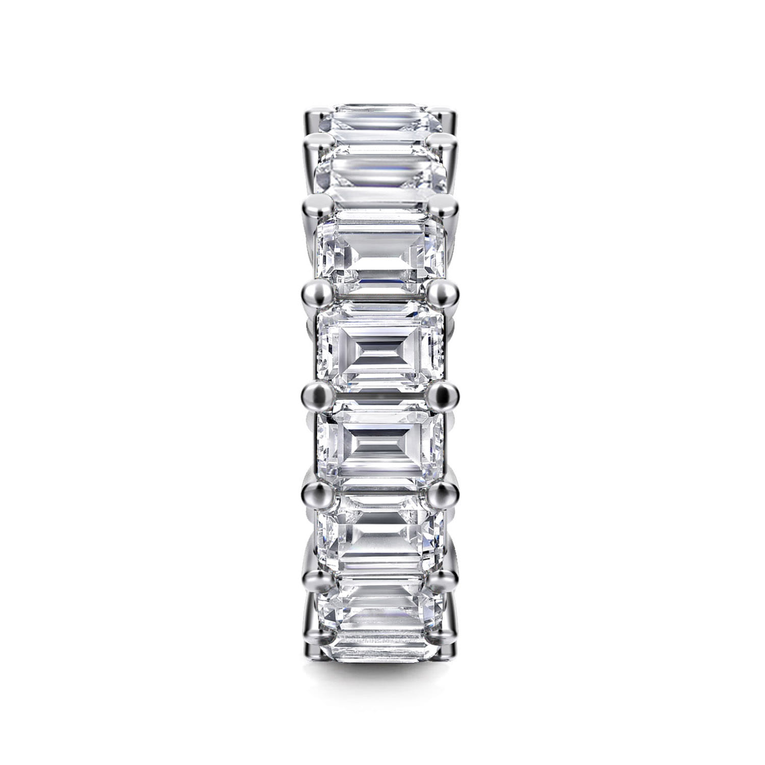 Eternity Band Wedding Ring in 14k White Gold with Emerald Cut Natural Diamond at Gabriel & Co. - Shot 4