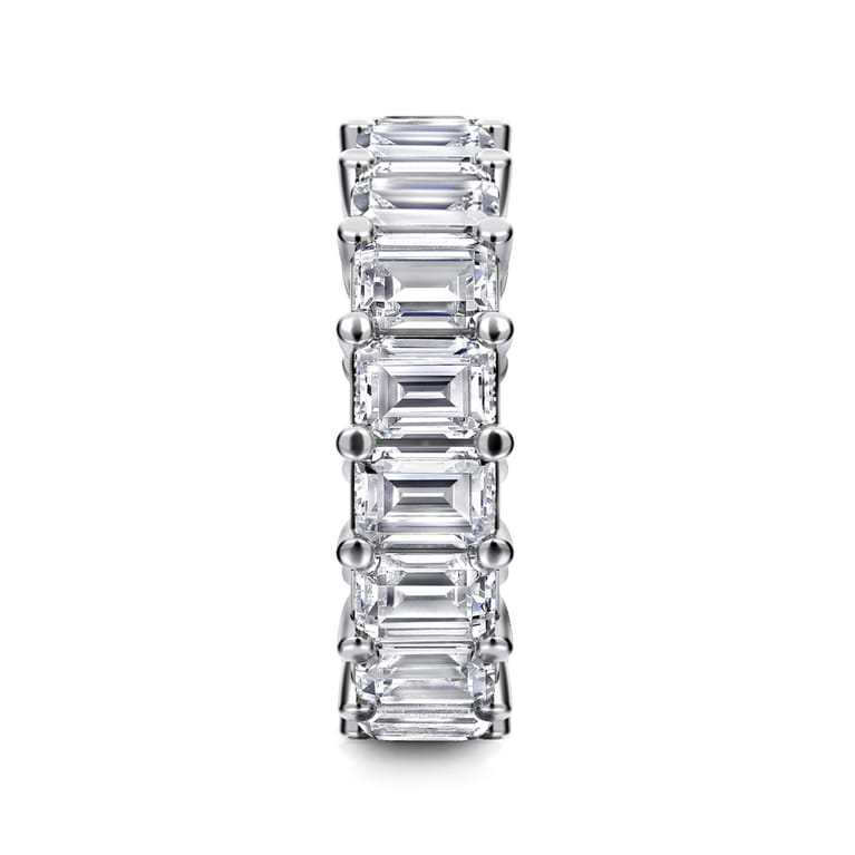 Eternity Band Wedding Ring in 14k White Gold with Emerald Cut Natural Diamond at Gabriel & Co. - Shot 4