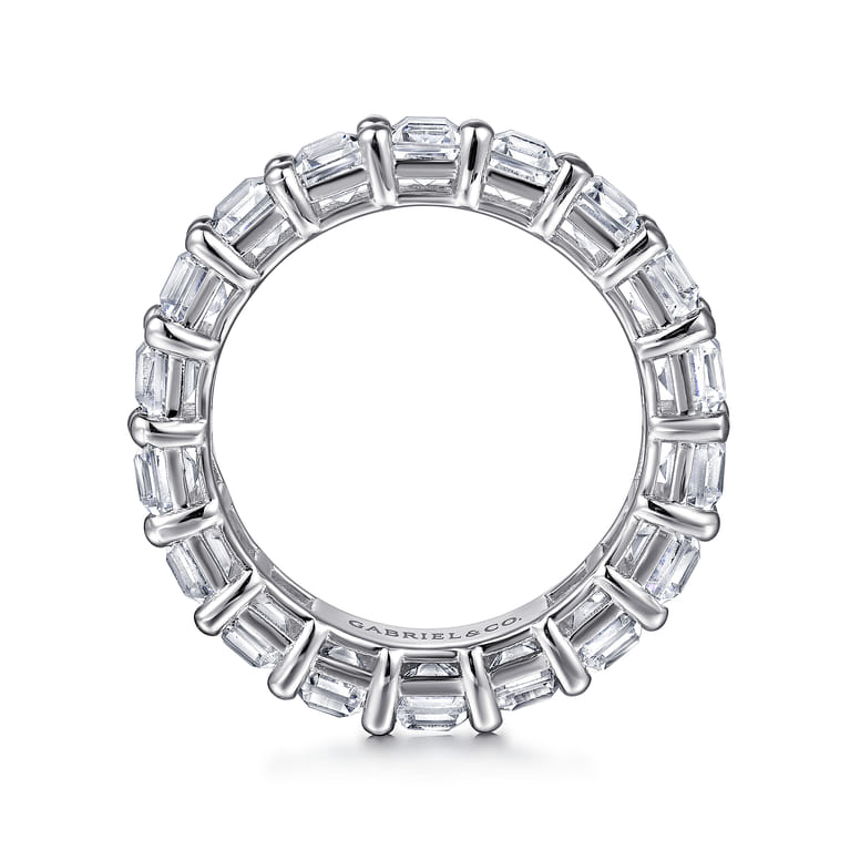 Eternity Band Wedding Ring in 14k White Gold with Emerald Cut Natural Diamond at Gabriel & Co. - Shot 2