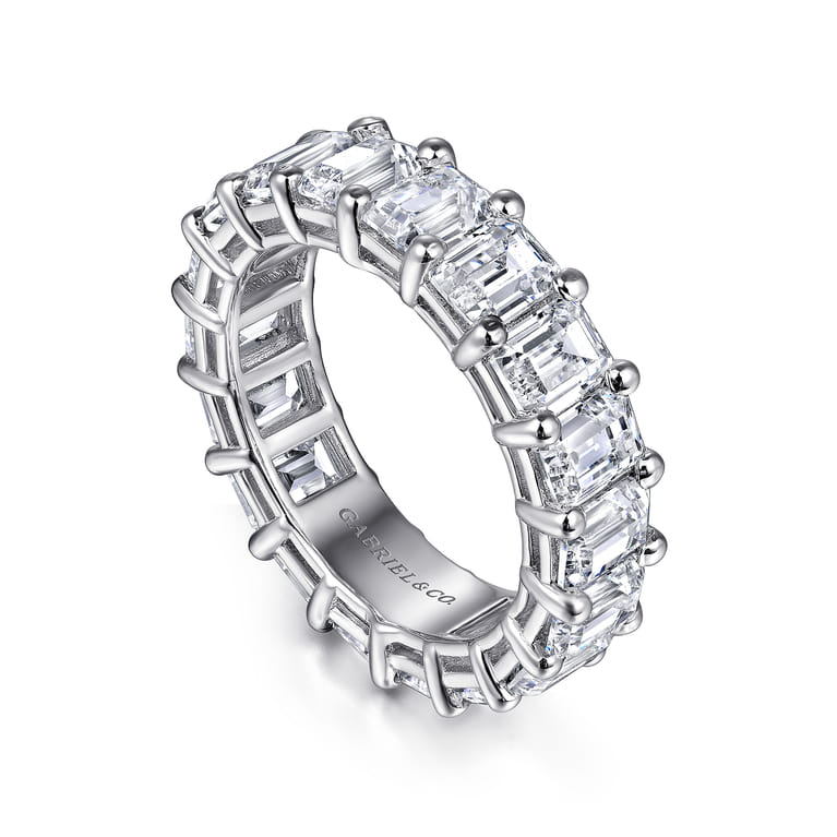 Eternity Band Wedding Ring in 14k White Gold with Emerald Cut Natural Diamond at Gabriel & Co. - Shot 3