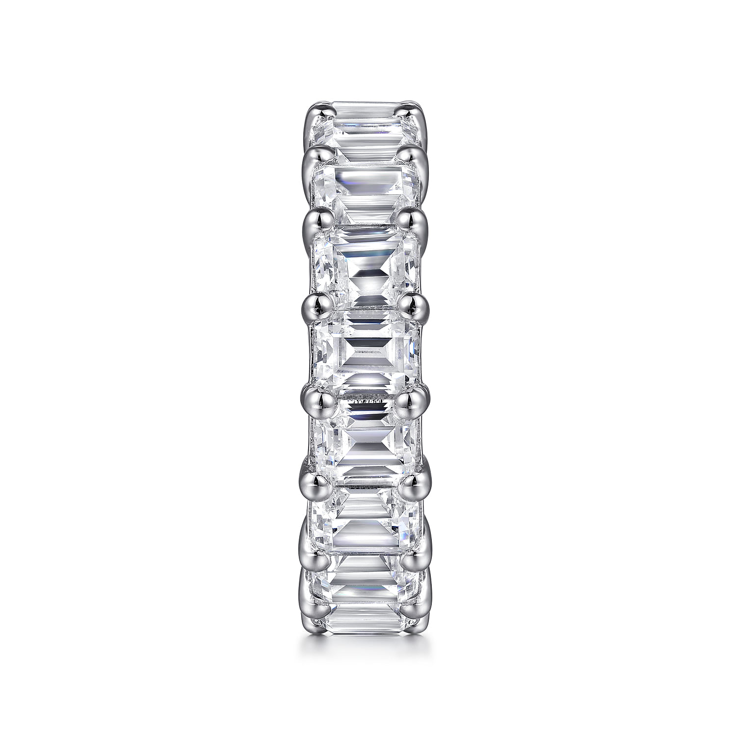 Evora - 14K White Gold Shared Prong Emerald Cut Diamond Eternity Band