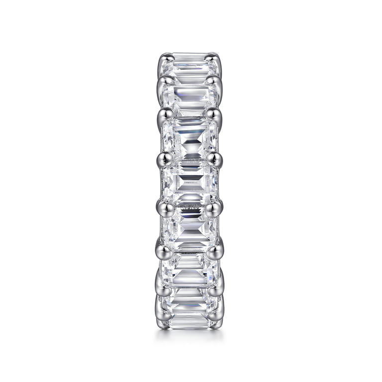 Eternity Band Wedding Ring in 14k White Gold with Emerald Cut Natural Diamond at Gabriel & Co. - Shot 4