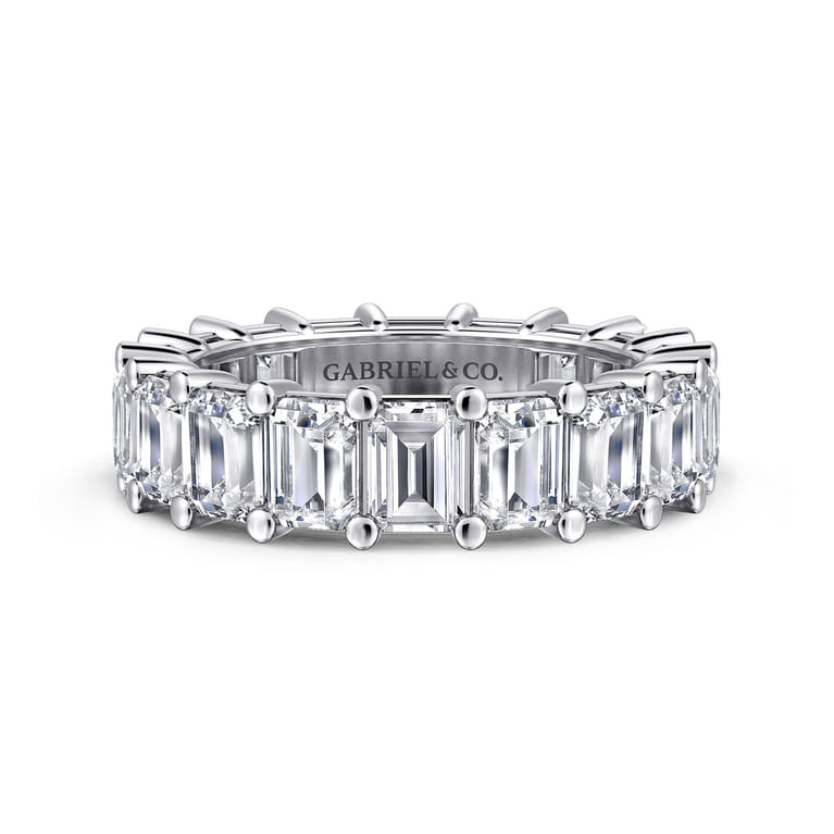 Eternity Band Wedding Ring in 14k White Gold with Emerald Cut Natural Diamond at Gabriel & Co. - Shot 1