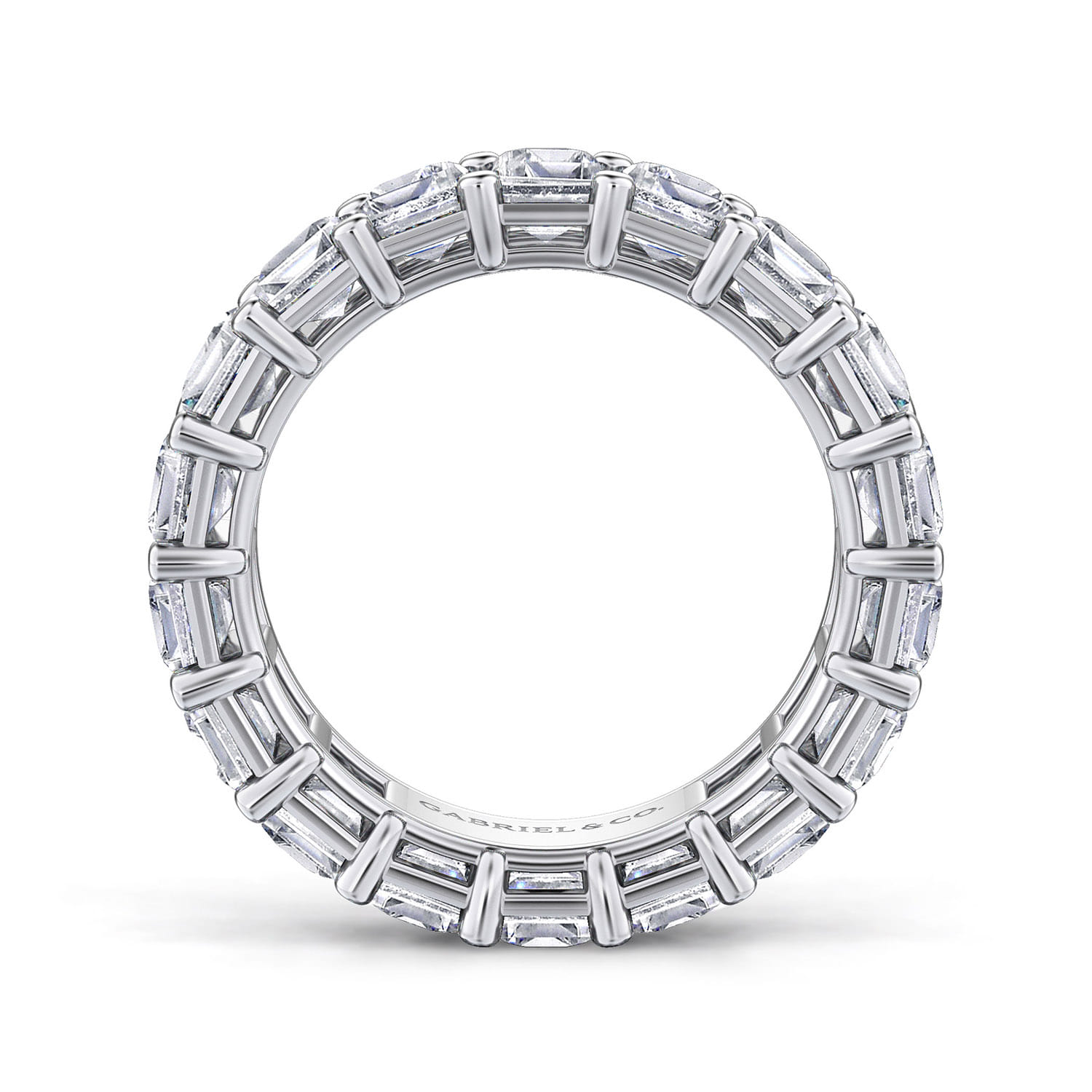 Eternity Band Wedding Ring in 14k White Gold with Emerald Cut Natural Diamond at Gabriel & Co. - Shot 2