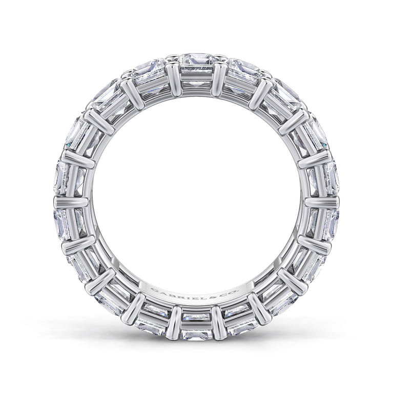 Eternity Band Wedding Ring in 14k White Gold with Emerald Cut Natural Diamond at Gabriel & Co. - Shot 2