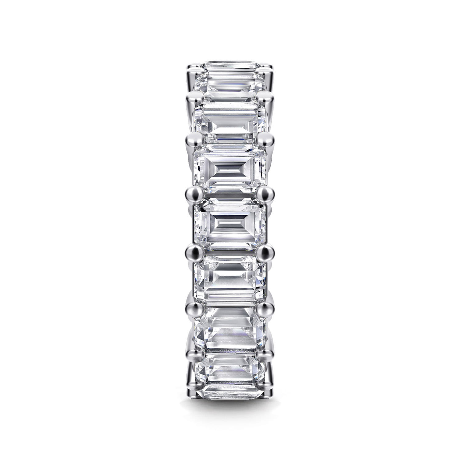Eternity Band Wedding Ring in 14k White Gold with Emerald Cut Natural Diamond at Gabriel & Co. - Shot 4