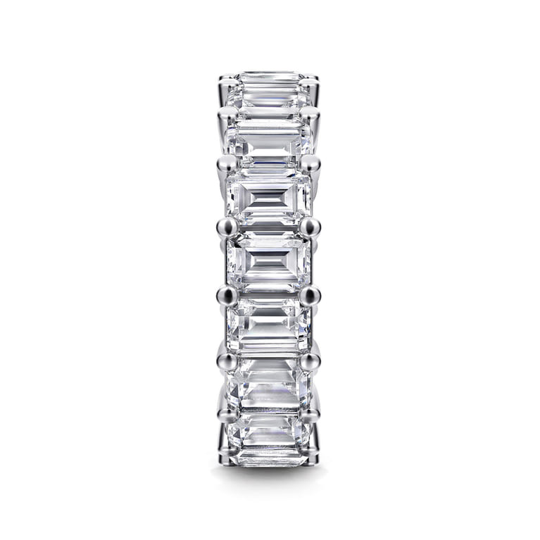 Eternity Band Wedding Ring in 14k White Gold with Emerald Cut Natural Diamond at Gabriel & Co. - Shot 4