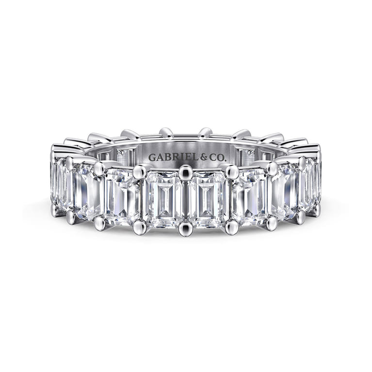 Eternity Band Wedding Ring in 14k White Gold with Emerald Cut Natural Diamond at Gabriel & Co. - Shot 1