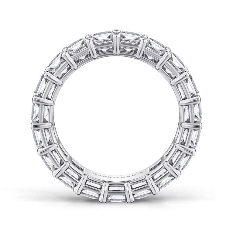 Eternity Band Wedding Ring in 14k White Gold with Emerald Cut Natural Diamond at Gabriel & Co. - Shot 2