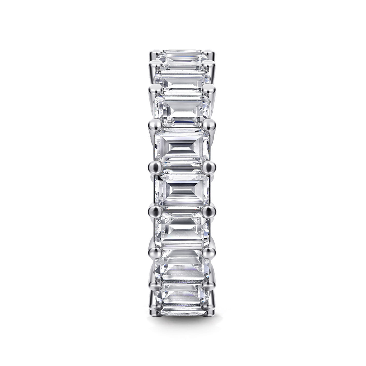 Eternity Band Wedding Ring in 14k White Gold with Emerald Cut Natural Diamond at Gabriel & Co. - Shot 4