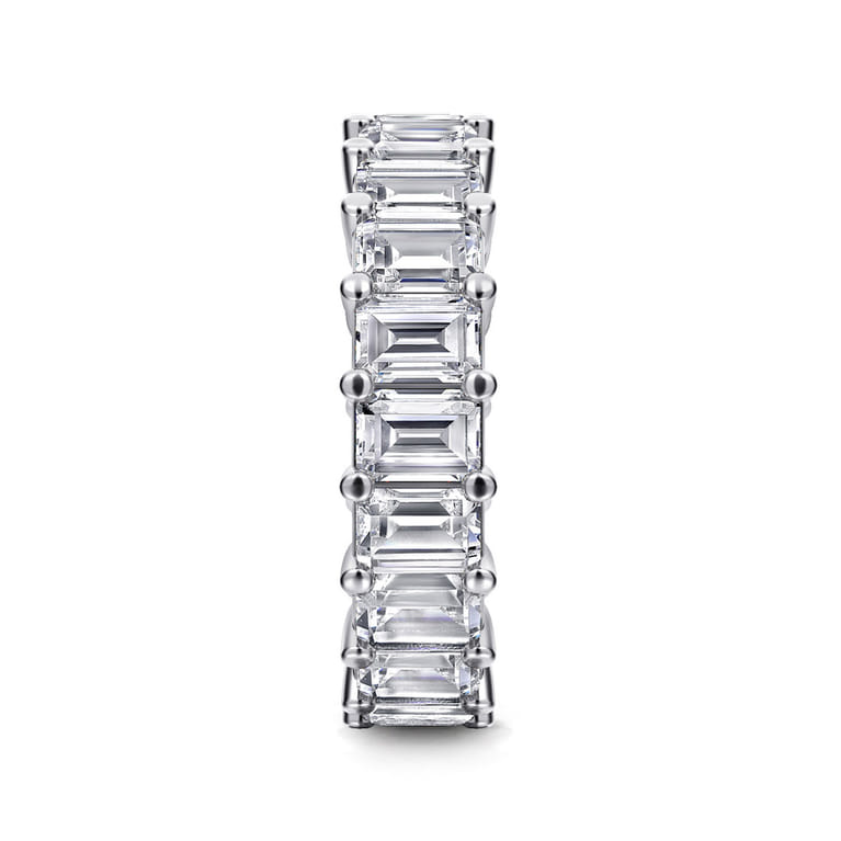 Eternity Band Wedding Ring in 14k White Gold with Emerald Cut Natural Diamond at Gabriel & Co. - Shot 4