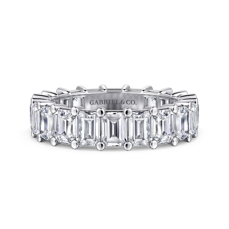 Eternity Band Wedding Ring in 14k White Gold with Emerald Cut Natural Diamond at Gabriel & Co. - Shot 1