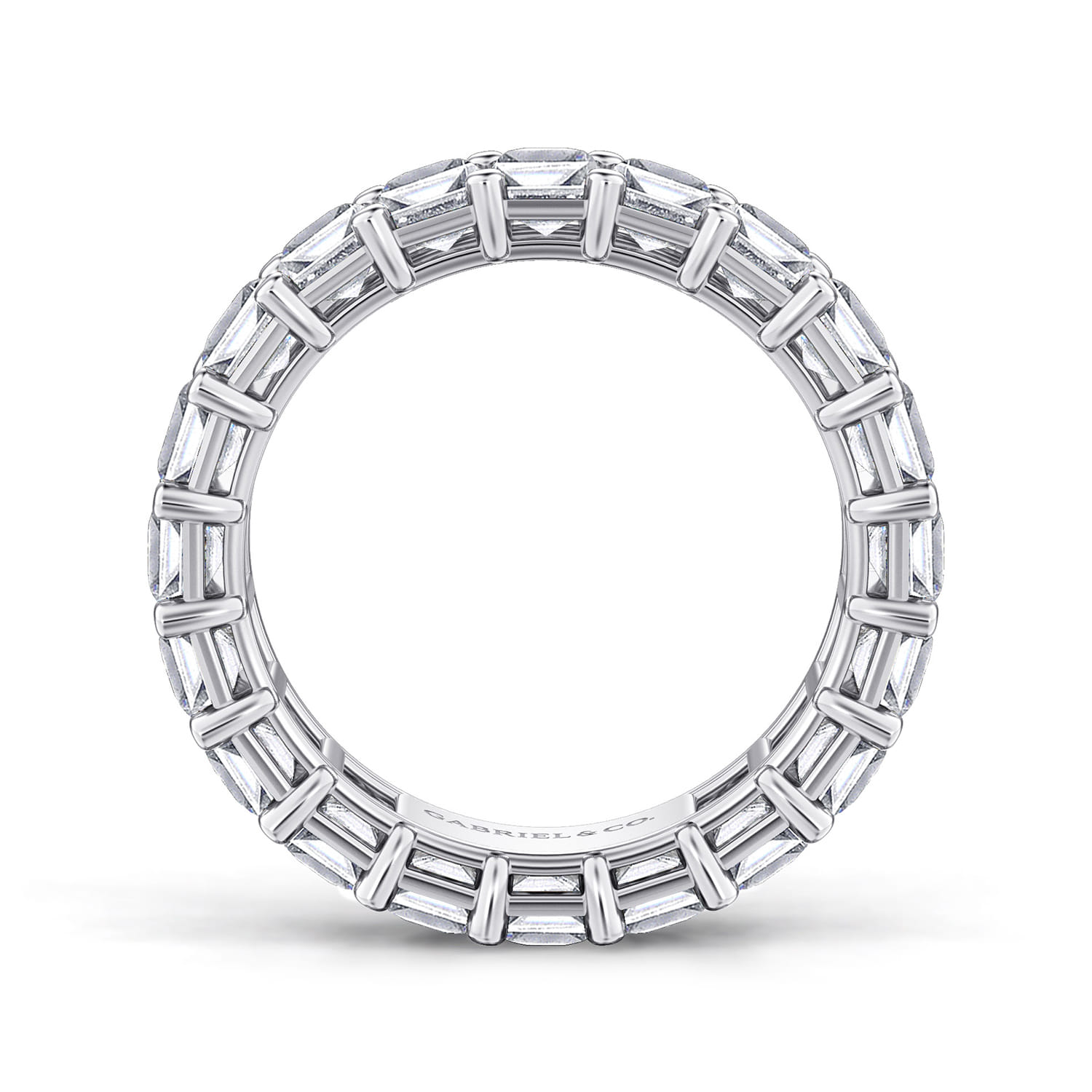 Eternity Band Wedding Ring in 14k White Gold with Emerald Cut Natural Diamond at Gabriel & Co. - Shot 2