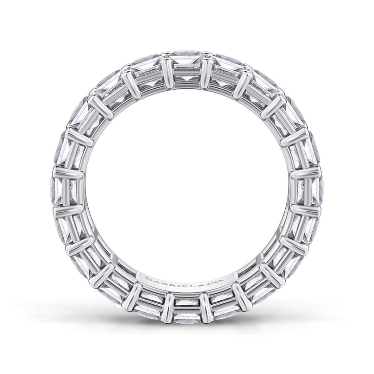 Eternity Band Wedding Ring in 14k White Gold with Emerald Cut Natural Diamond at Gabriel & Co. - Shot 2