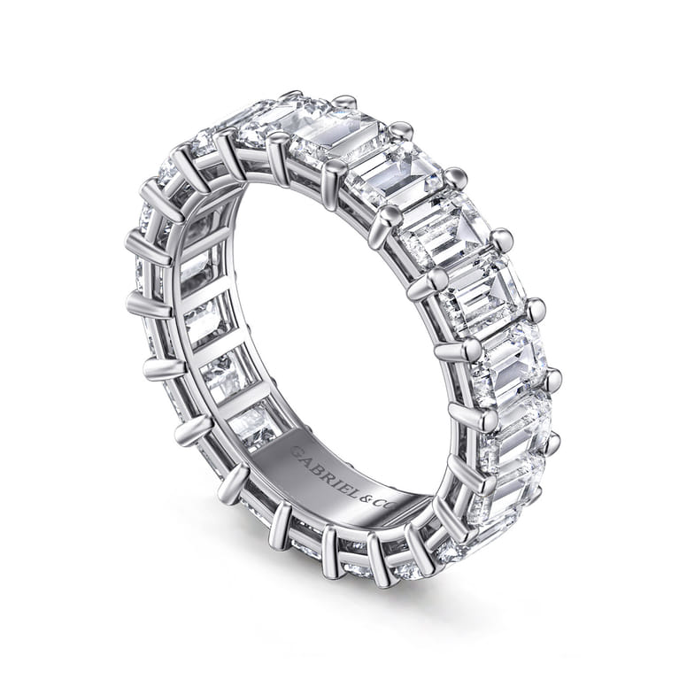 Eternity Band Wedding Ring in 14k White Gold with Emerald Cut Natural Diamond at Gabriel & Co. - Shot 3
