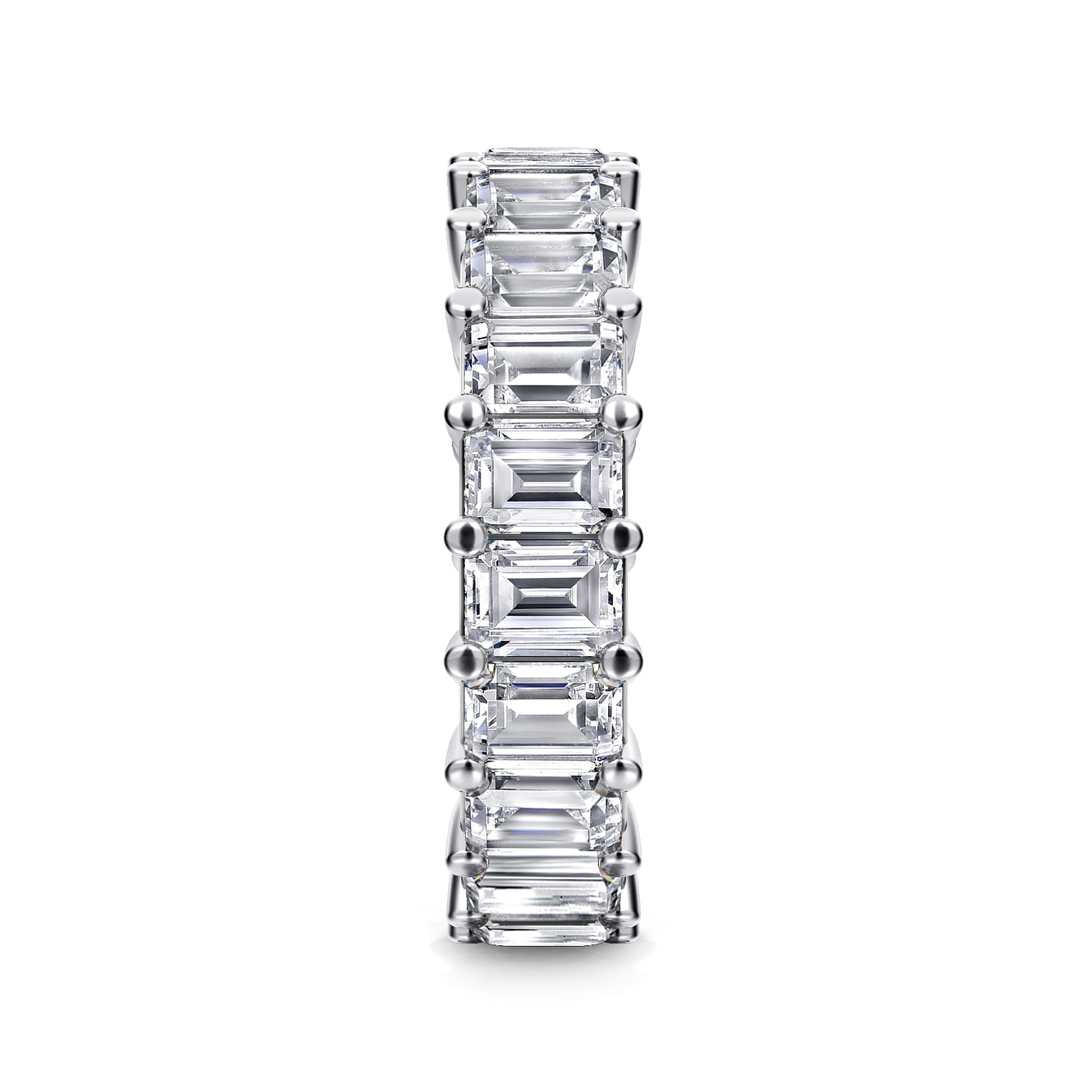 Eternity Band Wedding Ring in 14k White Gold with Emerald Cut Natural Diamond at Gabriel & Co. - Shot 4