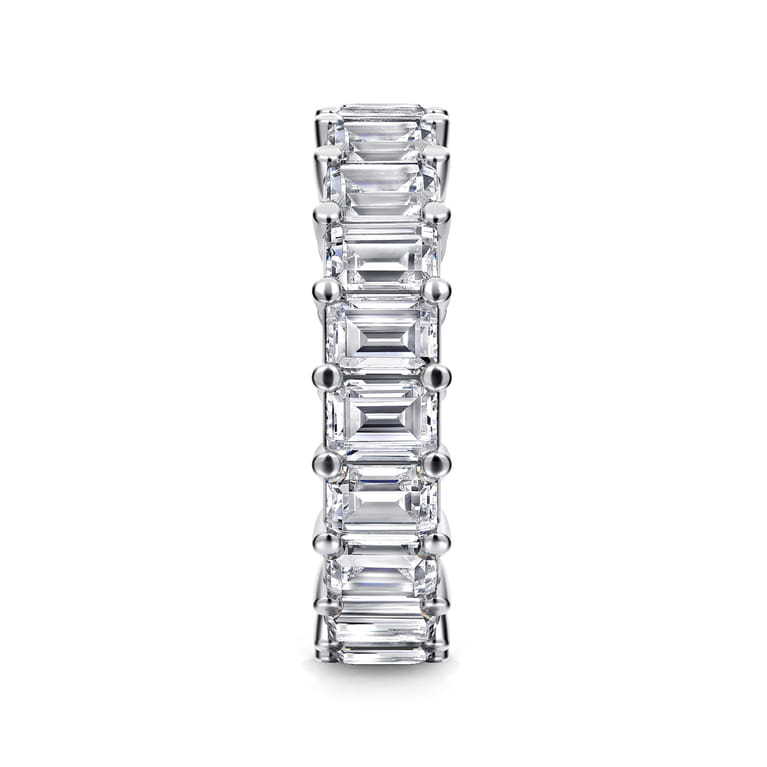 Eternity Band Wedding Ring in 14k White Gold with Emerald Cut Natural Diamond at Gabriel & Co. - Shot 4