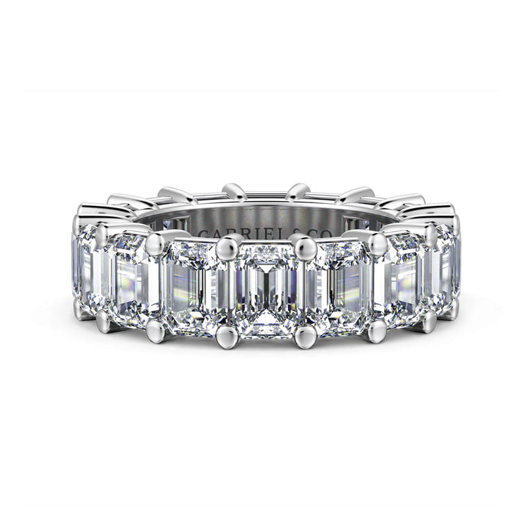 Eternity Band Wedding Ring in 14k White Gold with Emerald Cut Natural Diamond at Gabriel & Co. - Shot 1