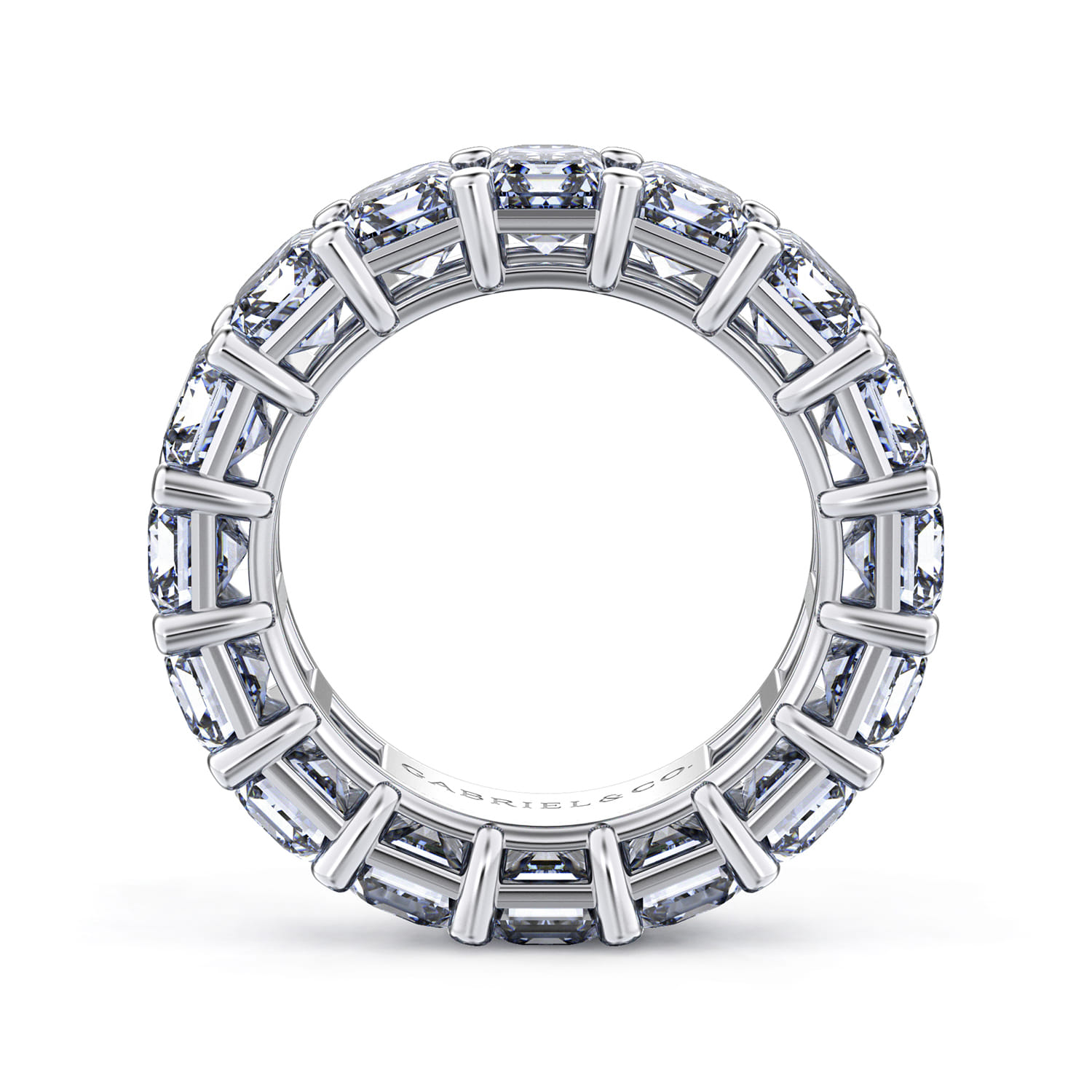 Eternity Band Wedding Ring in 14k White Gold with Emerald Cut Natural Diamond at Gabriel & Co. - Shot 2