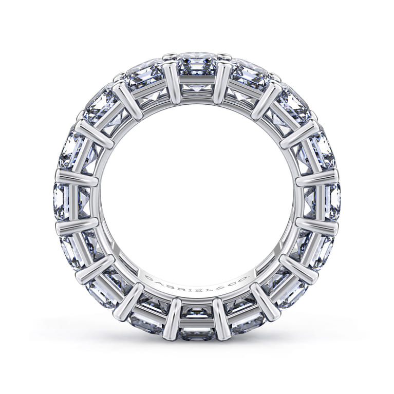 Eternity Band Wedding Ring in 14k White Gold with Emerald Cut Natural Diamond at Gabriel & Co. - Shot 2