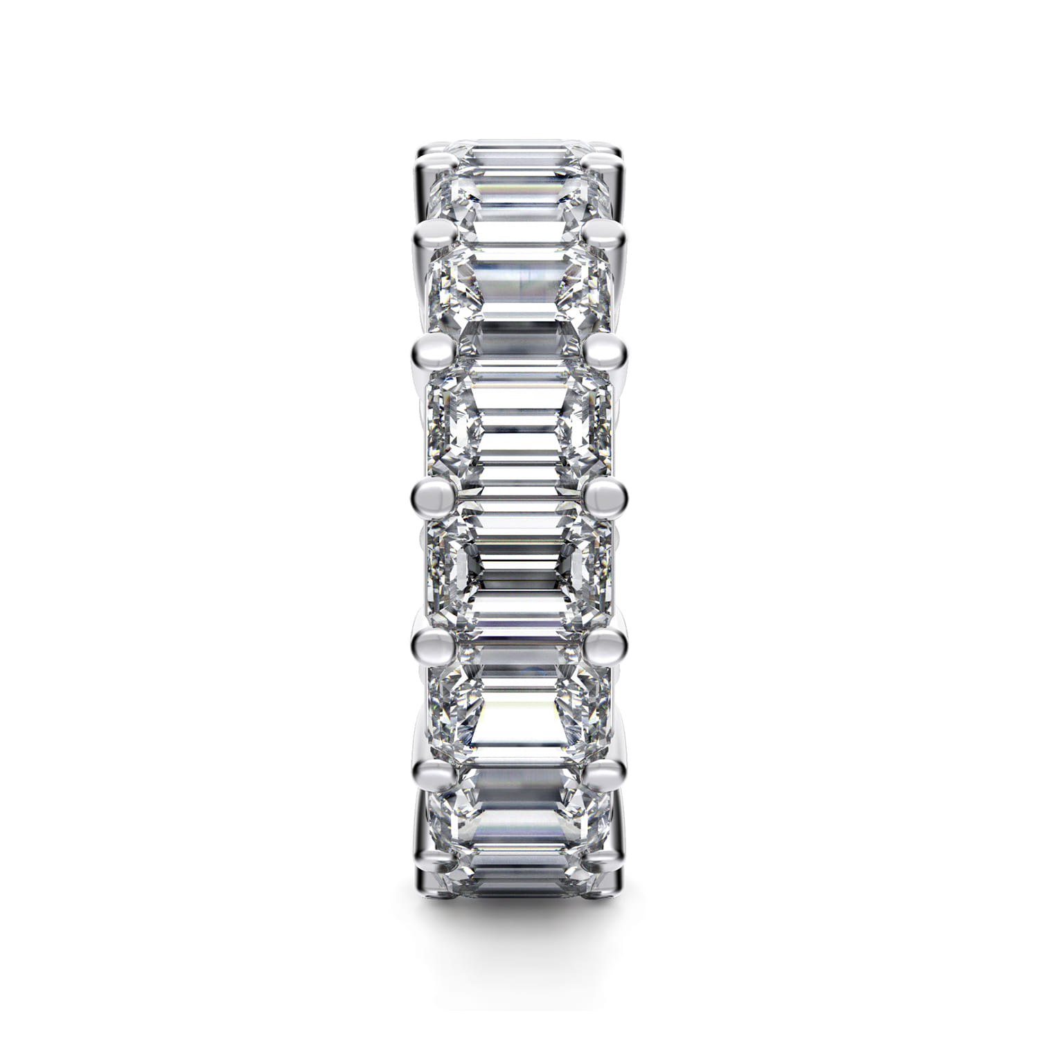 Eternity Band Wedding Ring in 14k White Gold with Emerald Cut Natural Diamond at Gabriel & Co. - Shot 4