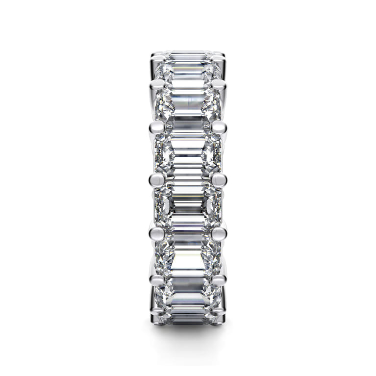 Eternity Band Wedding Ring in 14k White Gold with Emerald Cut Natural Diamond at Gabriel & Co. - Shot 4