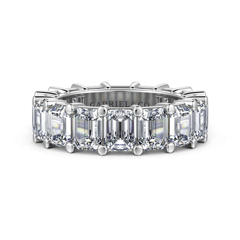 Eternity Band Wedding Ring in 14k White Gold with Emerald Cut Natural Diamond at Gabriel & Co. - Shot 1