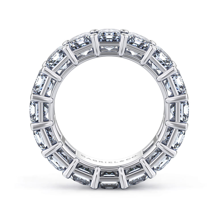 Eternity Band Wedding Ring in 14k White Gold with Emerald Cut Natural Diamond at Gabriel & Co. - Shot 2