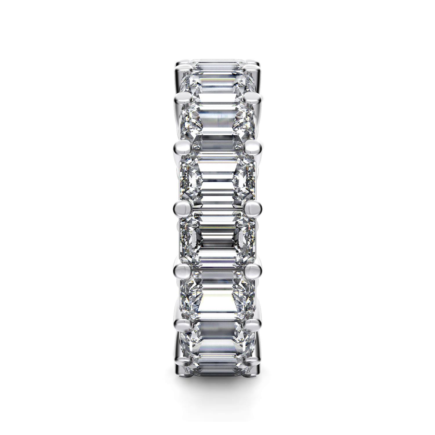 Eternity Band Wedding Ring in 14k White Gold with Emerald Cut Natural Diamond at Gabriel & Co. - Shot 4