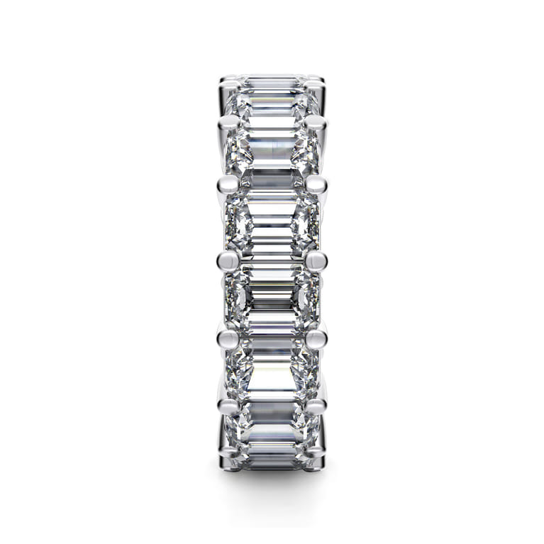 Eternity Band Wedding Ring in 14k White Gold with Emerald Cut Natural Diamond at Gabriel & Co. - Shot 4