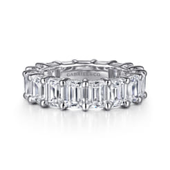 Evora - 14K White Gold Shared Prong Emerald Cut Diamond Eternity Band