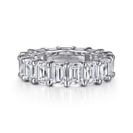 Evora - 14K White Gold Shared Prong Emerald Cut Diamond Eternity Band