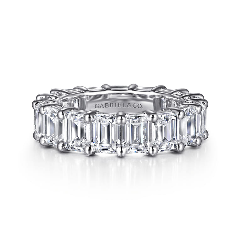 Eternity Band Wedding Ring in 14k White Gold with Emerald Cut Natural Diamond at Gabriel & Co. - Shot 1