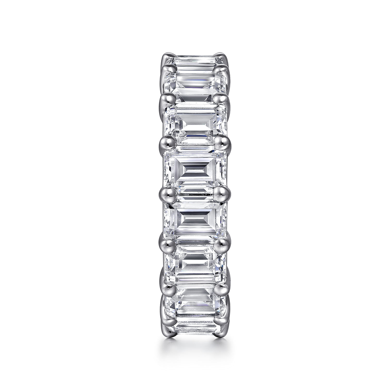Eternity Band Wedding Ring in 14k White Gold with Emerald Cut Natural Diamond at Gabriel & Co. - Shot 4
