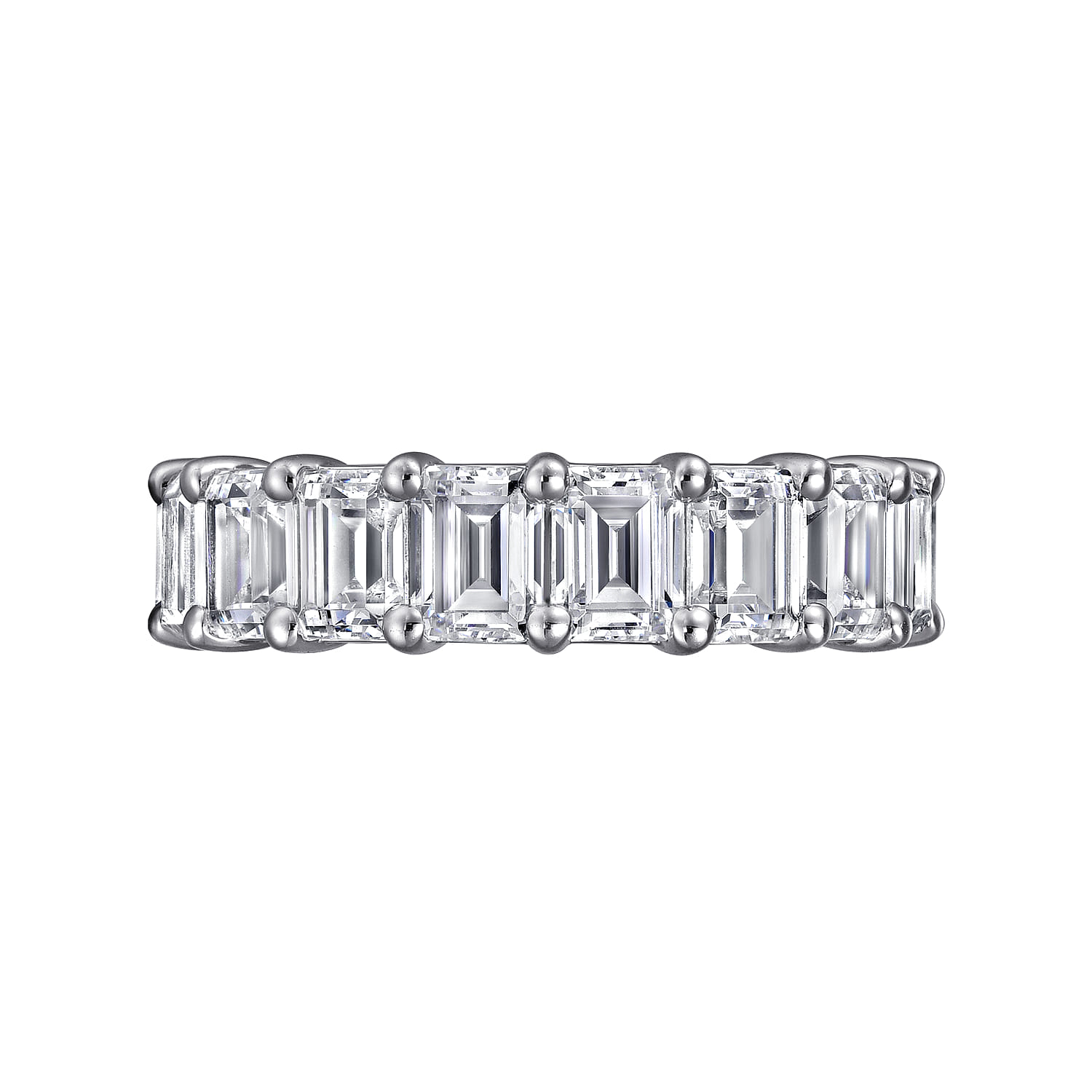 Eternity Band Wedding Ring in 14k White Gold with Emerald Cut Natural Diamond at Gabriel & Co. - Shot 5