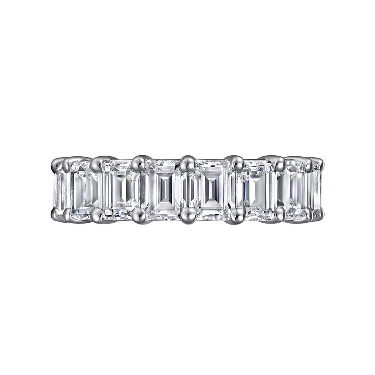 Eternity Band Wedding Ring in 14k White Gold with Emerald Cut Natural Diamond at Gabriel & Co. - Shot 5