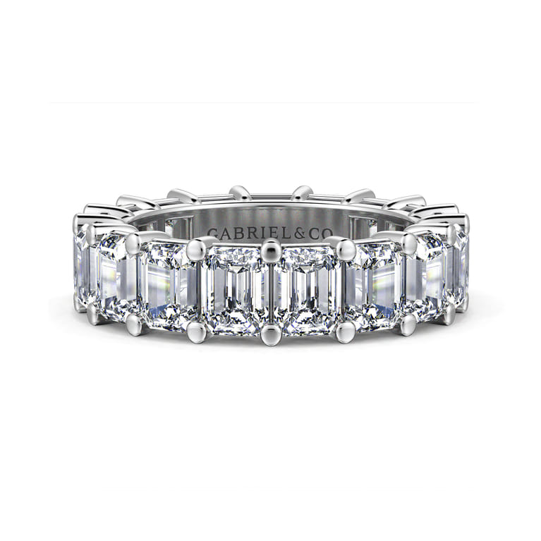Eternity Band Wedding Ring in 14k White Gold with Emerald Cut Natural Diamond at Gabriel & Co. - Shot 1
