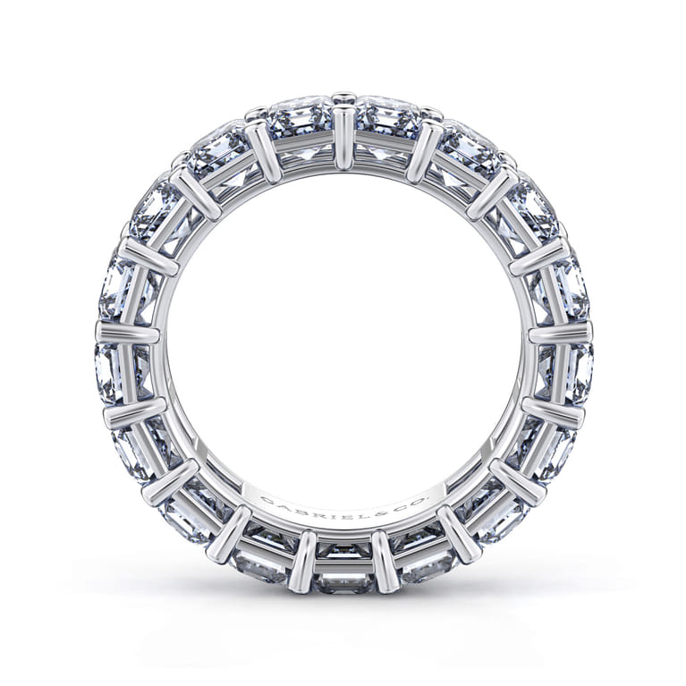 Eternity Band Wedding Ring in 14k White Gold with Emerald Cut Natural Diamond at Gabriel & Co. - Shot 2