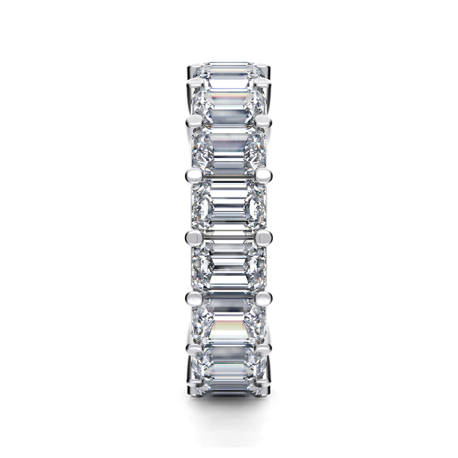 Eternity Band Wedding Ring in 14k White Gold with Emerald Cut Natural Diamond at Gabriel & Co. - Shot 4