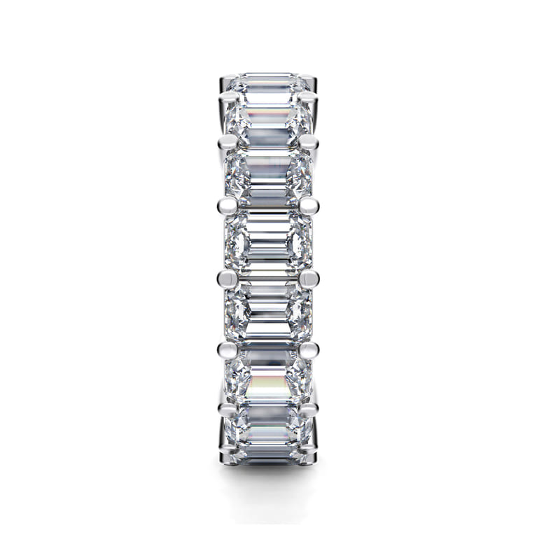 Eternity Band Wedding Ring in 14k White Gold with Emerald Cut Natural Diamond at Gabriel & Co. - Shot 4