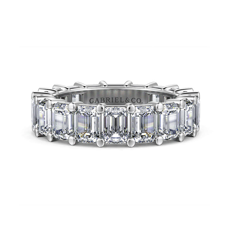 Eternity Band Wedding Ring in 14k White Gold with Emerald Cut Natural Diamond at Gabriel & Co. - Shot 1