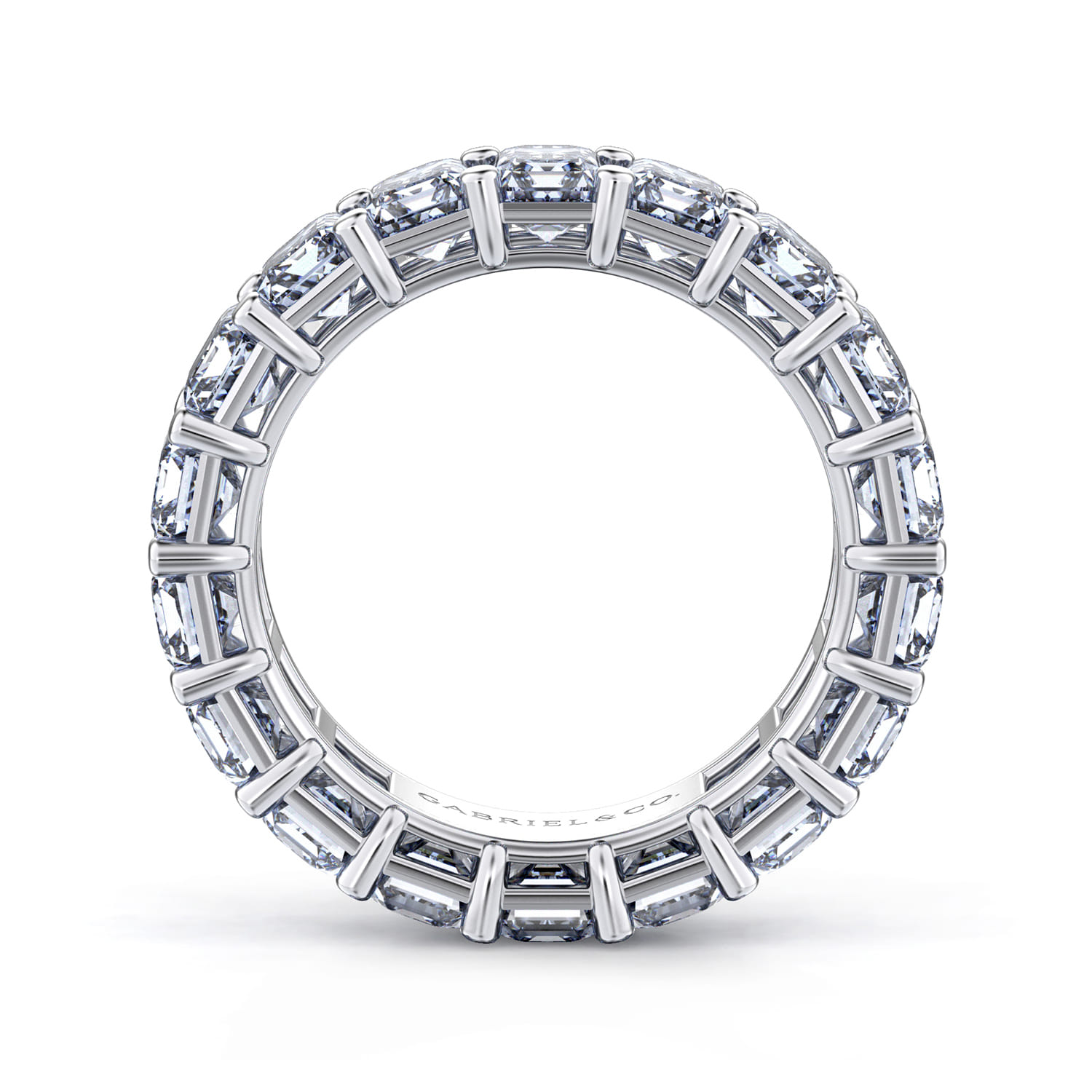 Eternity Band Wedding Ring in 14k White Gold with Emerald Cut Natural Diamond at Gabriel & Co. - Shot 2