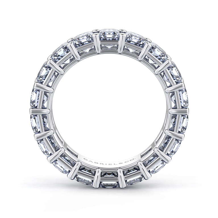 Eternity Band Wedding Ring in 14k White Gold with Emerald Cut Natural Diamond at Gabriel & Co. - Shot 2