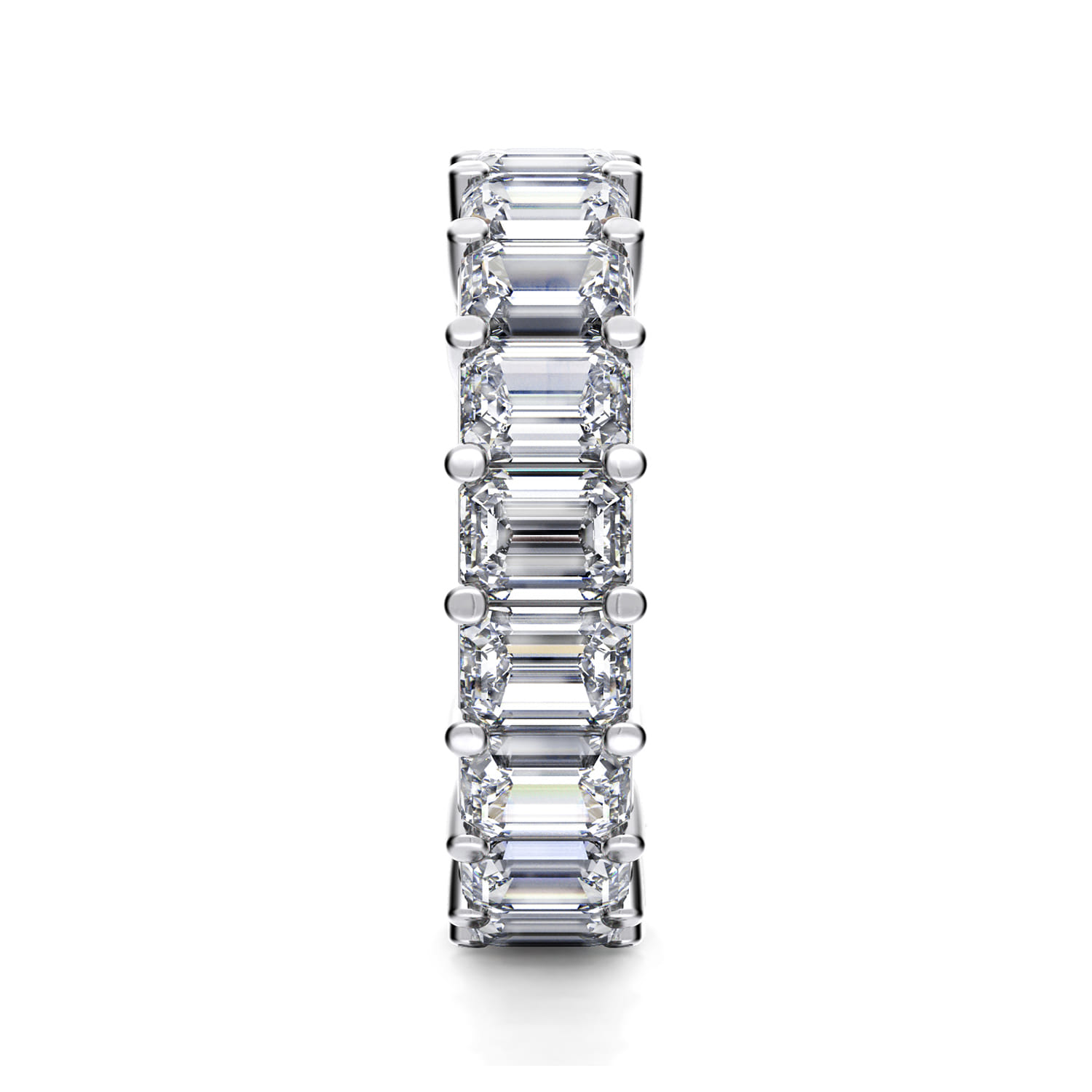 Eternity Band Wedding Ring in 14k White Gold with Emerald Cut Natural Diamond at Gabriel & Co. - Shot 4
