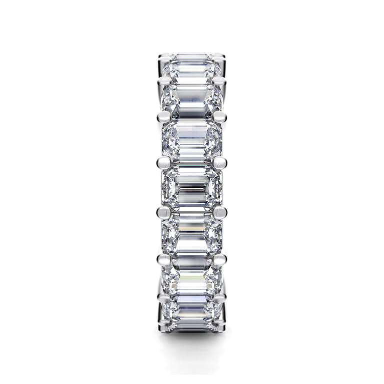 Eternity Band Wedding Ring in 14k White Gold with Emerald Cut Natural Diamond at Gabriel & Co. - Shot 4