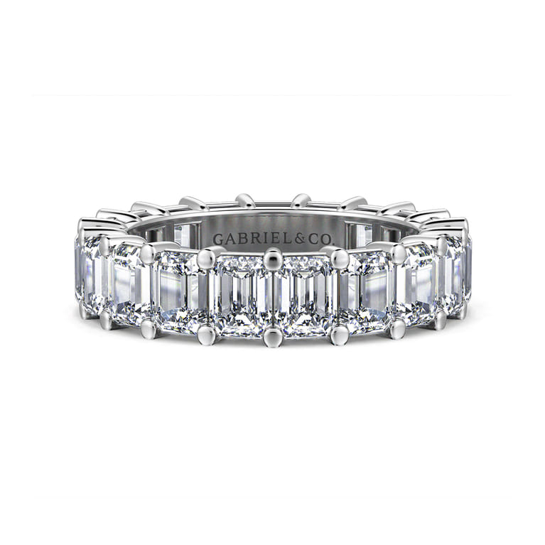 Eternity Band Wedding Ring in 14k White Gold with Emerald Cut Natural Diamond at Gabriel & Co. - Shot 1