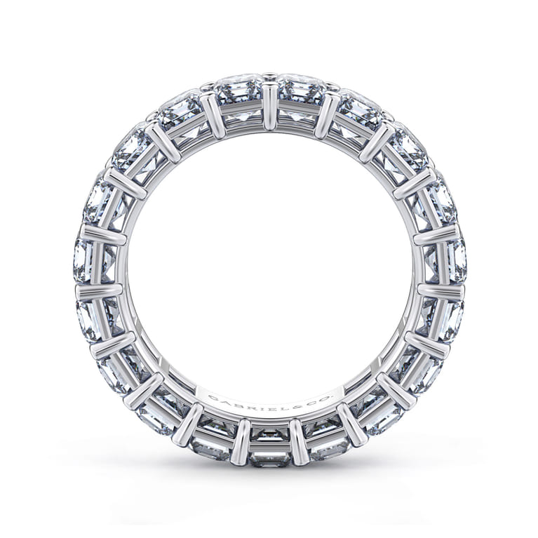 Eternity Band Wedding Ring in 14k White Gold with Emerald Cut Natural Diamond at Gabriel & Co. - Shot 2