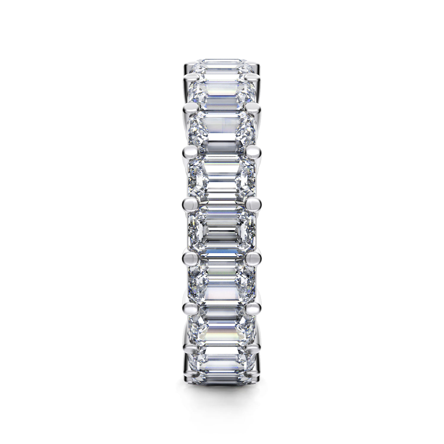 Eternity Band Wedding Ring in 14k White Gold with Emerald Cut Natural Diamond at Gabriel & Co. - Shot 4